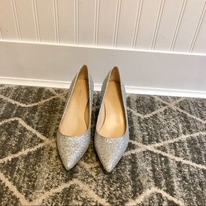 Marc Fisher Silver Glitter Heels